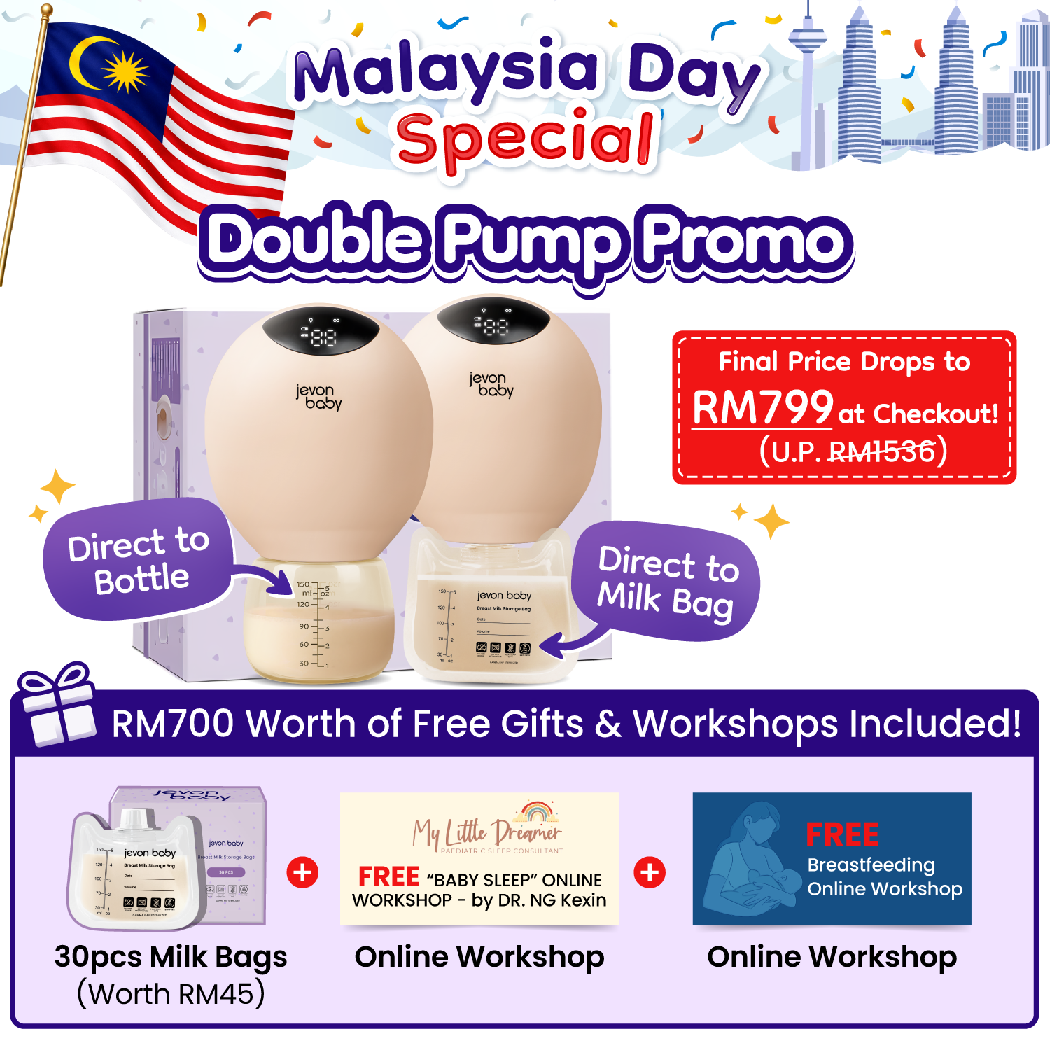 Jevonbaby Breast Pump - Malaysia Day Special