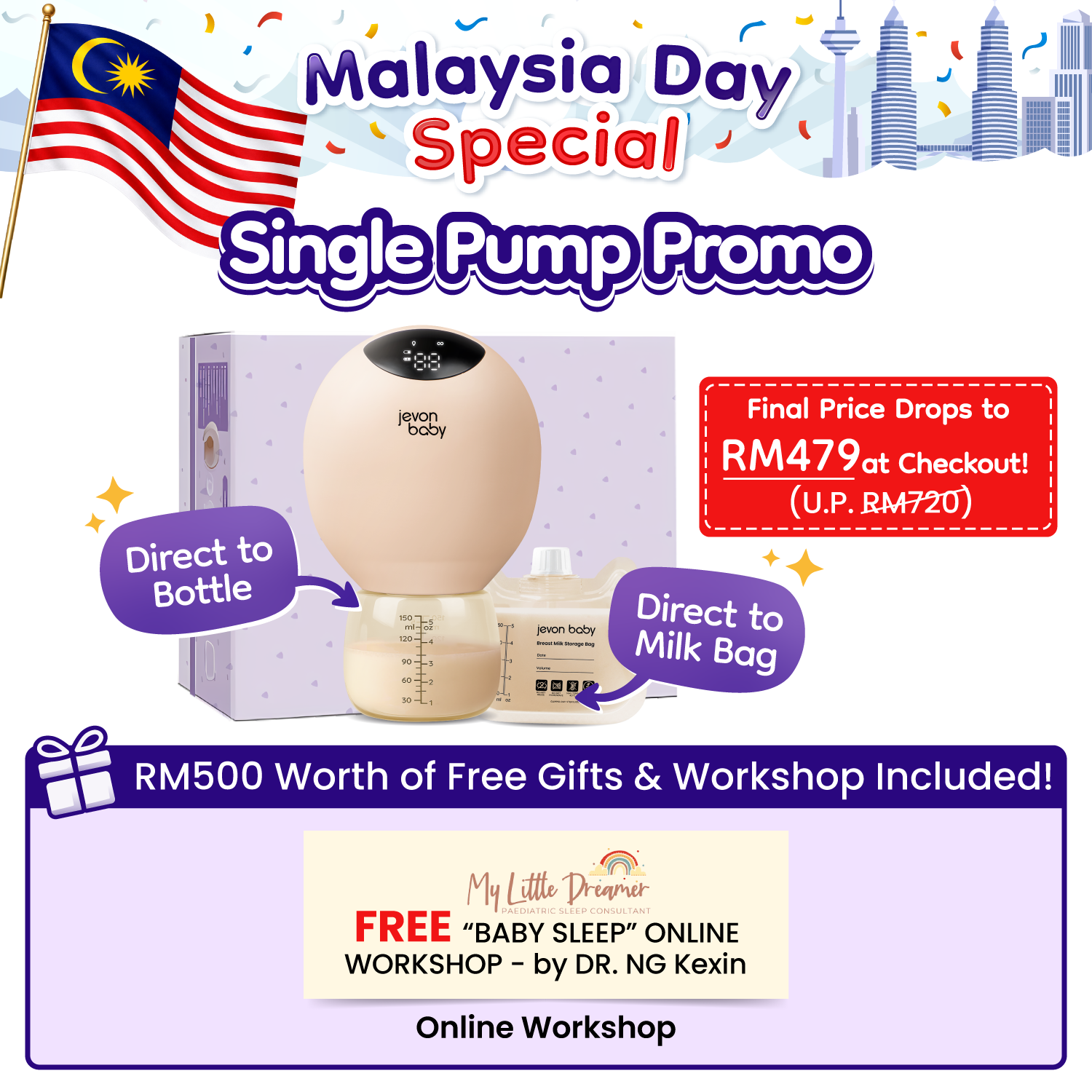 Jevonbaby Breast Pump - Malaysia Day Special