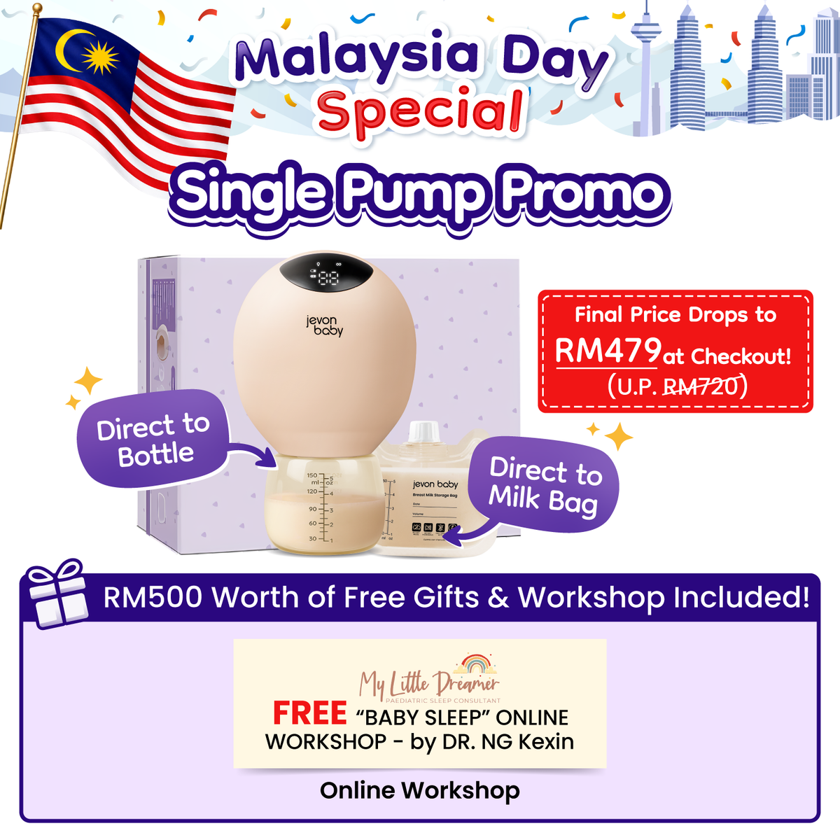 Jevonbaby Breast Pump - Malaysia Day Special