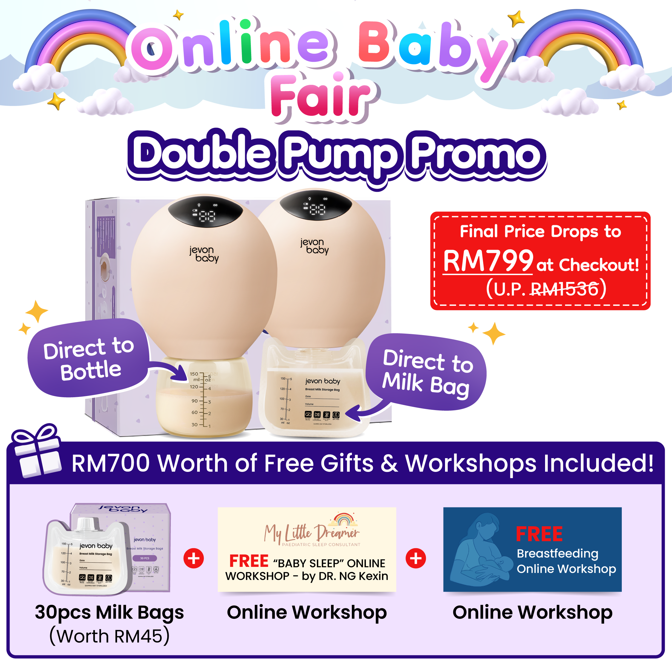 Jevonbaby Breast Pump - Extended Online Baby Fair Special