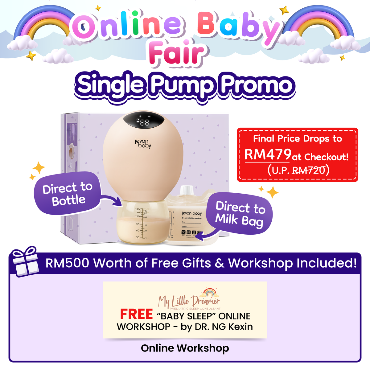 Jevonbaby Breast Pump - Extended Online Baby Fair Special
