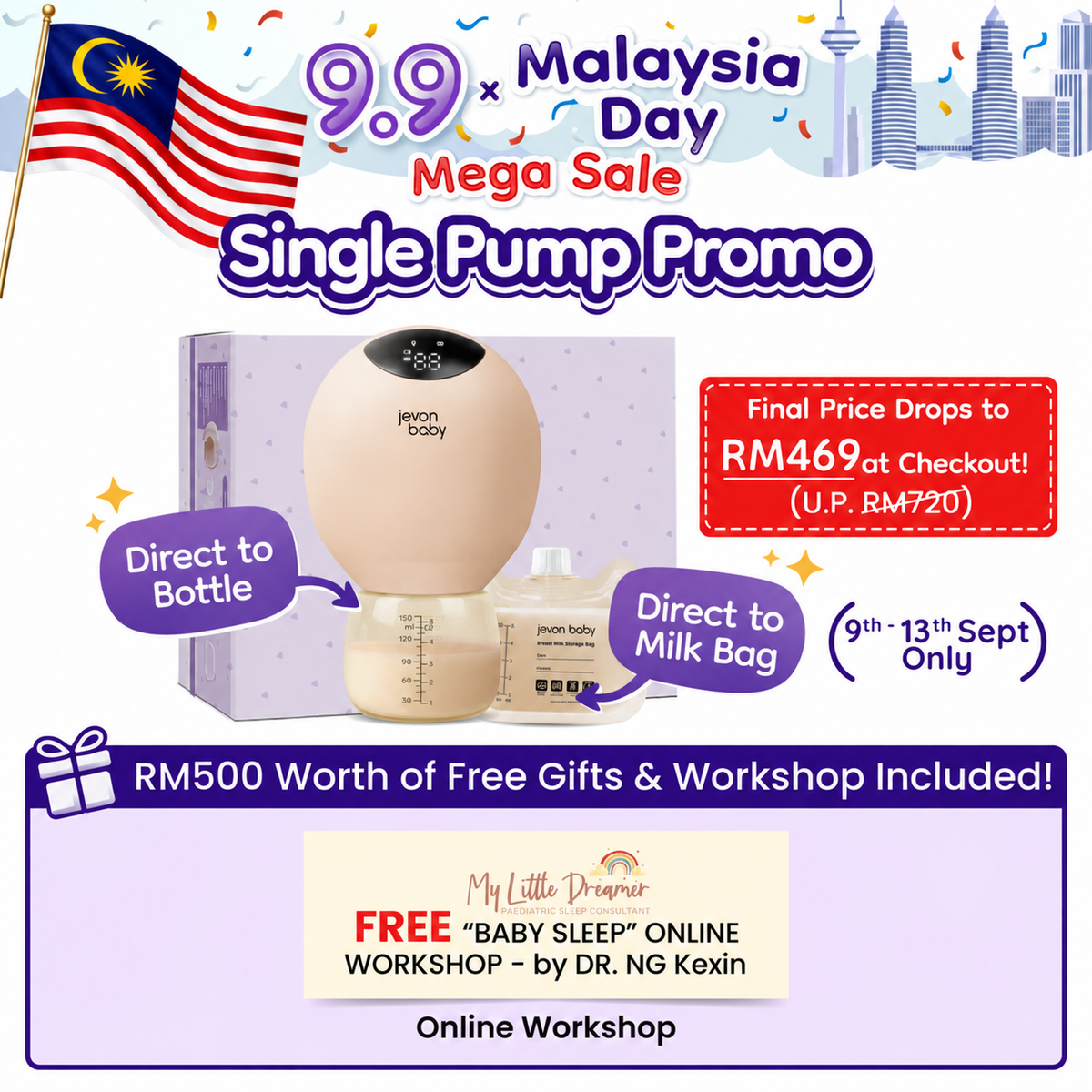 Jevonbaby Breast Pump - 9.9 x Malaysia Day Mega Sale